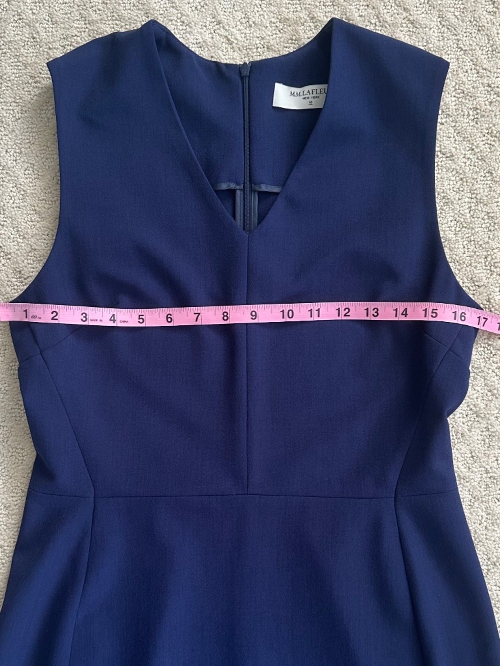 MM Lafleur Annie A-Line Sheath Dress Navy 10 Career Office Minimalist Classic - Picture 13 of 13
